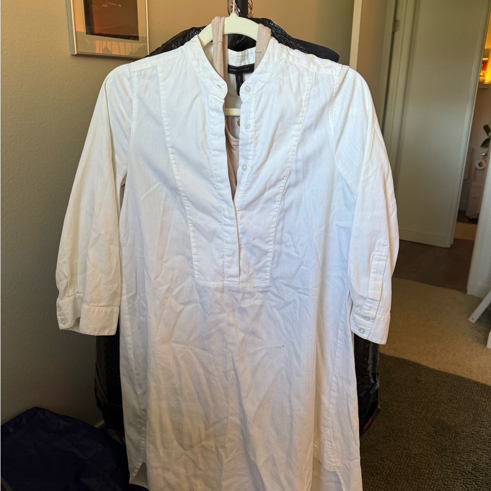 White Tunic Button-Up Dress